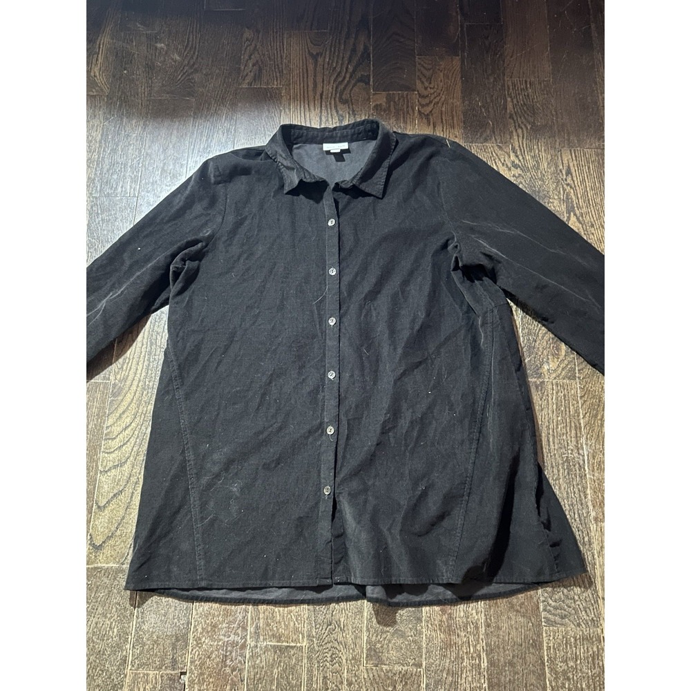 J Jill Corduroy Women's Large Brown Button Up Long Sleeve 100%‎ Cotton Top
